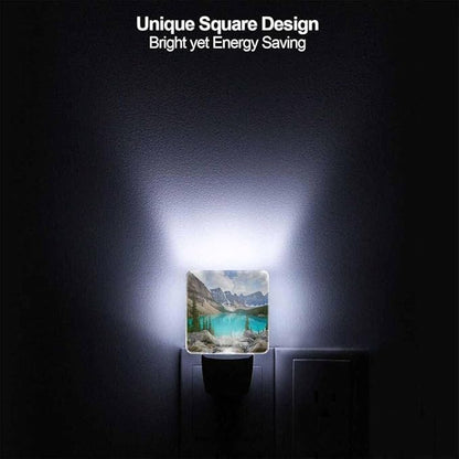 Mountains Forests and Lakes Night Light Autumn Mountain Scenery Plug into Wall with Dusk to Dawn Light Sensors 0.5W Warm Nightlights for Bedroom Bathroom Hallway