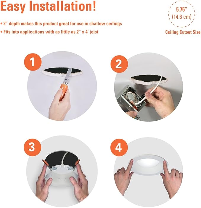 HALO RL 6 in Canless LED Recessed Ceiling Light with Selectable Color Temperature 2700K-5000K Selectable Lumen 900/1200 for Indoor Outdoor Wet Locations Dimmable IC Rated-RL6LS9FSD2W1EWHDM (Pack of 4)