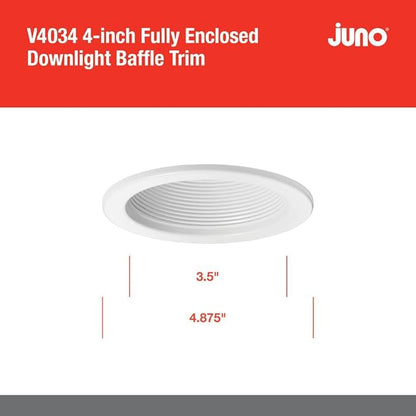 Juno VuLite 4" Recessed Light Trim, Air-Loc and Wet Rated Recessed Lighting Trim for New Construction and Remodel, Downlight Baffle Trim with Torsion Springs, Fits IC23, IC22, IC22R Can Light Housings