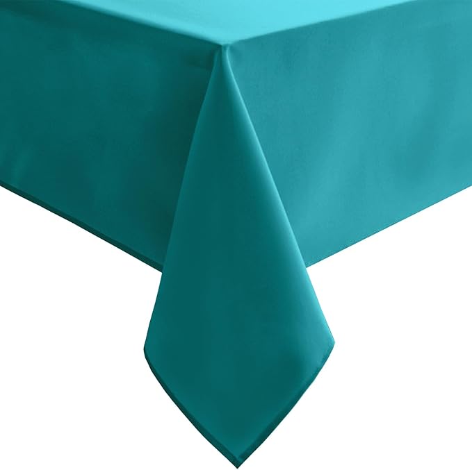 Hiasan Rectangle Tablecloth - Waterproof Washable Fabric Table Cloth for Wedding, Banquet, Gathering and Dining Room, 90 x 156 Inch, Turquoise
