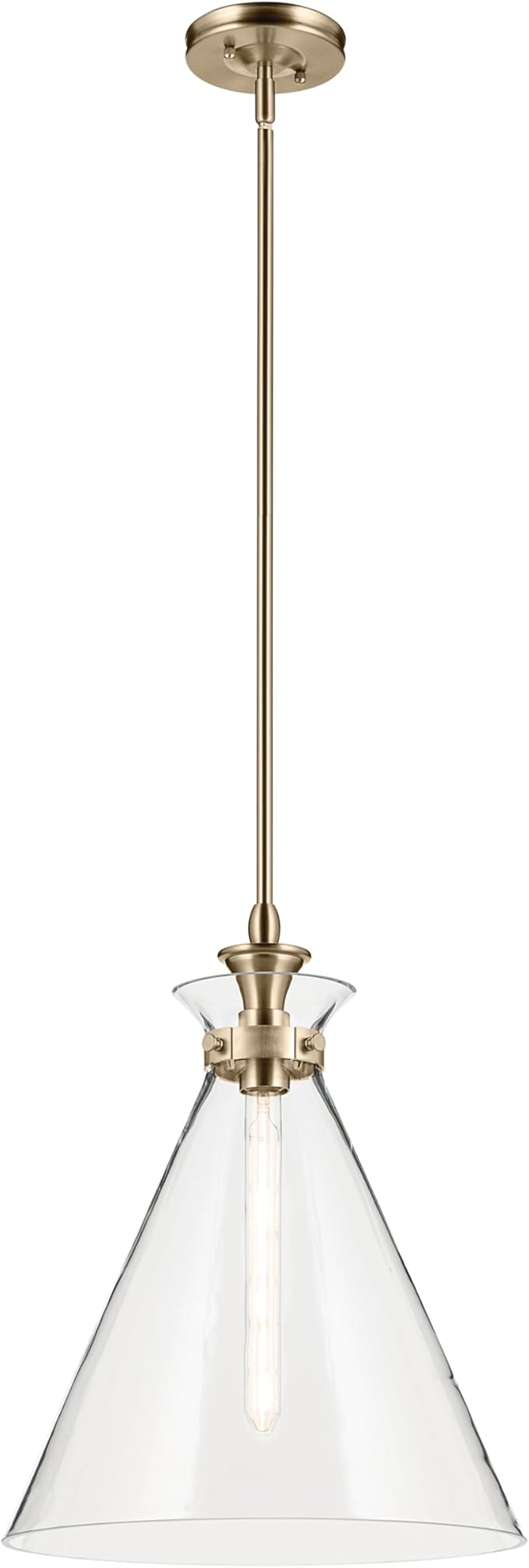 Kichler Laria 1-Light Pendant Light Fixture with Clear Glass in Champagne Bronze, Hanging Kitchen Island Light for Traditional Spaces (19.75" x 16"), 52775CPZCLR