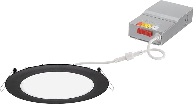 Juno LED Recessed Lights 6 Inch Round Wafer Downlight, 5-in-1 Switchable White Color Temperature, 120 Volts, 6-Inch Ultra-Thin Flat Trim, Matte Black (WF6 SWW5 90CRI MB M6)