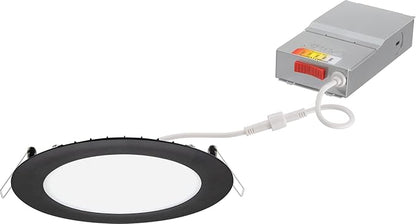 Juno LED Recessed Lights 6 Inch Round Wafer Downlight, 5-in-1 Switchable White Color Temperature, 120 Volts, 6-Inch Ultra-Thin Flat Trim, Matte Black (WF6 SWW5 90CRI MB M6)
