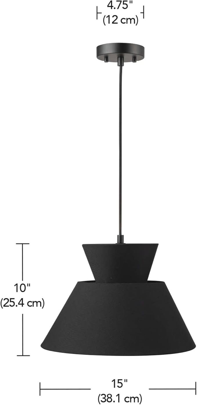 GLOBE Electric 65778 Madison 2-Light Chandelier, Black Fabric Shade, Bulb Not Included