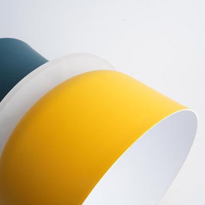 2-Lights Mid Century Pendant Light Kitchen Window Nordic Hanging Lights Yellow Colorful Drum Shade Unique Aluminum Dome Lampshade Adjustable Pendant Lighting Schoolhouse Light Fixture