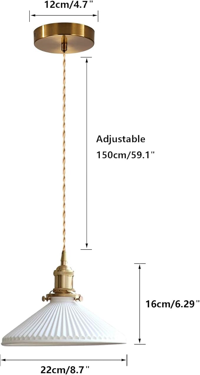 Ceramic Pendant Light, Minimalist Pleated Modern Pendant Light, Kitchen Island Bedroom Dining Room Bar Pendant Lighting