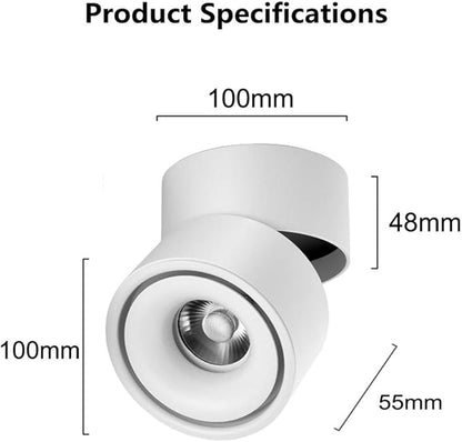 LED Ceiling Spotlight-Indoor 360°Adjustable Surface Mounted 10W COB Ceiling Downlight-Wall Lamp for Picture Background Wall Display Lighting(White,4000K Natural Light)