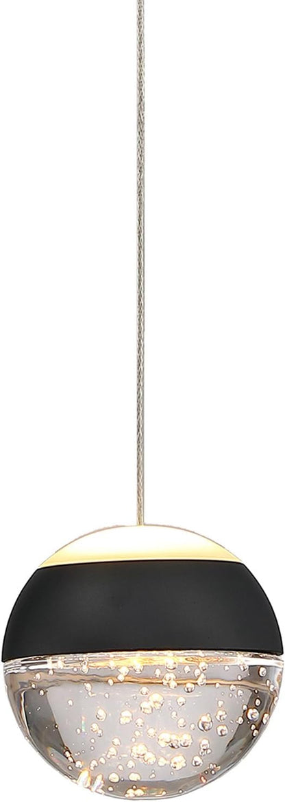 JoollySun Crystal Pendant Light Fixture: Modern Black Mini Hanging Lights for Kitchen Island Bathroom