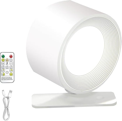 LED Wall Mounted Lights – 3-in-1 Rechargeable Wall Sconce with Remote, Wireless Battery Operated for Bedroom Reading, No Drill Adhesive Mount for Living Room Hallway（White-1PC）