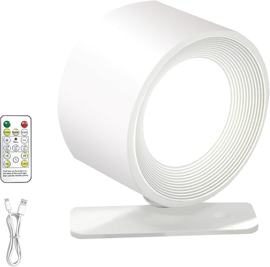 LED Wall Mounted Lights – 3-in-1 Rechargeable Wall Sconce with Remote, Wireless Battery Operated for Bedroom Reading, No Drill Adhesive Mount for Living Room Hallway（White-1PC）