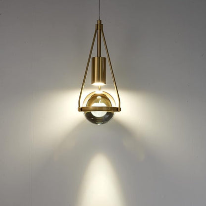 Gold Dandelion Pendant Light in Brushed Brass Finish, 1-Light Mini Globe Modern Crystal Kitchen Island Pendant Lighting Dimmable LED Hanging Ceiling Light Fixture for Bathroom Bedroom