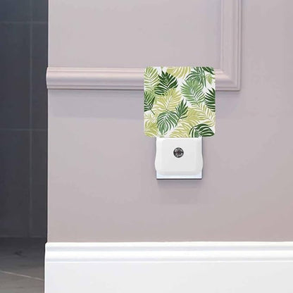 Palm Leaves Night Lights Plug into Wall Green Tropical Summer Leaves Night Light with Dusk to Dawn Sensor for Home Bedroom Bathroom Living Room 0.5W Sleep-Friendly