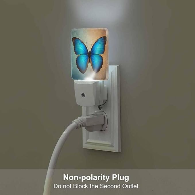 Butterfly Night Light Blue Butterfly 0.5W Night Lights Auto LED Lamp Energy Saving Square Lights for Room Bedroom Bathroom