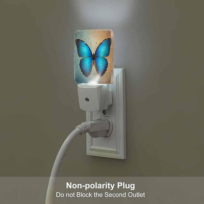 Butterfly Night Light Blue Butterfly 0.5W Night Lights Auto LED Lamp Energy Saving Square Lights for Room Bedroom Bathroom