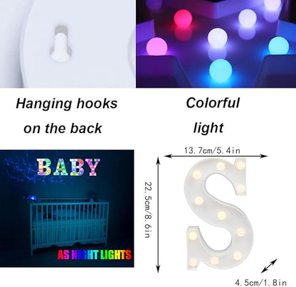 LED Marquee Letter Lights, 18 Colors Changing Light Up Letters with Remote, RGB Alphabet Letters Sign for Girls Boys Gift Birthday Party Night Light Bedroom Wedding Christmas Decor-Colorful S