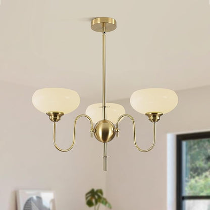 BOKT Gold and White French Chandelier Modern 3 Light Dining Room Chandelier Over Table Vintage Foyer Chandeliers Adjustable