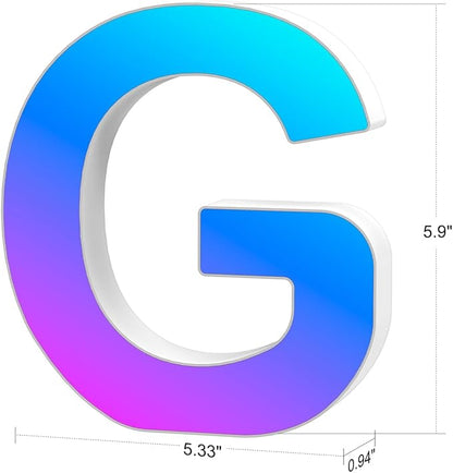 Light Up Letters Marquee Letter - Music Sync RGB Color Changing LED Letter Lights Logo Game Lights for Girls Women Party Birthday Christmas Valentine's Day Wall Desktop Decoration (MRGB-G)
