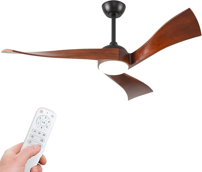 52 Inch Modern Ceiling Fans with Lights and Remote Control Quiet Motor with 6 Speeds, Unique Fan Design Indoor Outdoor Ceiling Fan with Light for Farmhouse Patios Bedroom Living Room