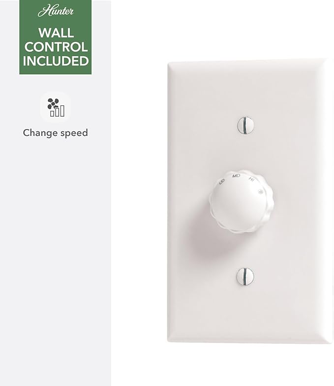Hunter 44 inch Indoor Ceiling Fan No Light - Modern Ceiling Fan without Light, 3 Blades, Standard Mount, For Bedroom, Living Room, or Kitchen, Wall Control - Presto 52384, Dove Grey