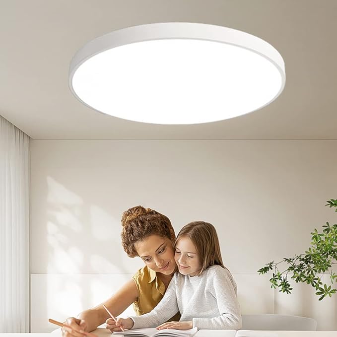 LED Ceiling Light Fixture,20 Inch Modern Round Recessed Ceiling Lights, Dimmable Light,White 36W Close to Ceiling Lighting Flush Mount Living Room Bedroom,3000K-6000K