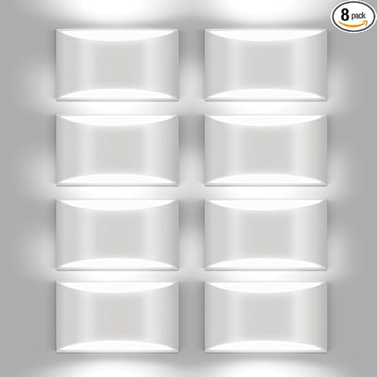 8 Pack White Modern LED Wall Sconce Hardwired Indoor Wall Lights Up and Down Wall Mount Light for Living Room Bedroom Corridor Hallway Conservatory Cool White 6000K(with G9 Bulbs)