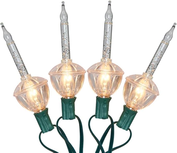 Oviejo Silver Bubble Lights for Christmas Tree,8.8Ft Vintage Bubble Lights with 10 Clear Silver Glitter Bulbs(1 Spare), C7 Christmas Bubble Decoration for Indoor Outdoor Patio Porch Tree Party Decor