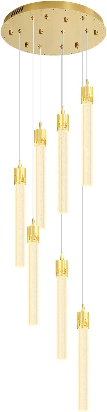 ykolupty 8-Light Led Chandelier, Gold Crystal Modern Led Chandelier for Dining Room, Luxury Enterway Led Dimmable Pendant Lights Fixture with Remote Control Flush Mount