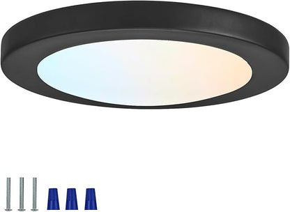Design House Paxton 7 Inch Flush Mount Ceiling Light Dimmable LED Ceiling Light - 3 Color Temperatures (3000K/4000K/5000K) for Bedroom, Bathroom, Hallway, Matte Black