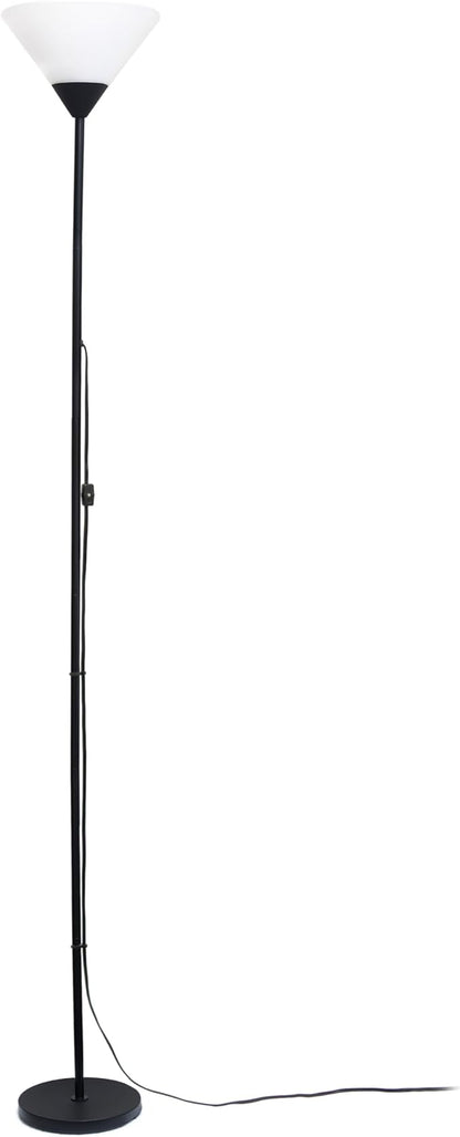 Simple Designs LF1052-BLK 70" Contemporary Classic Metal Uplight Floor Lamp, for Ambient Lighting, Living Room, Bedroom, Black