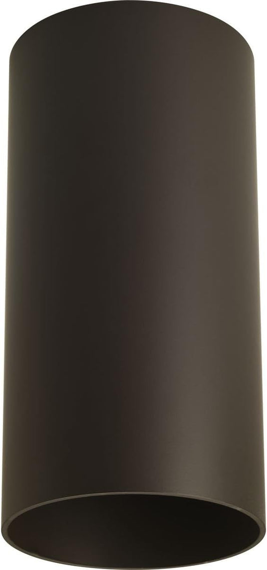 Progress Lighting 6-Inch Cylinder Outdoor Ceiling Light, 1-Light Modern Flush Mount Ceiling Light Fixture, Interior and Exterior Lighting for Home or Porch, Aluminum Construction, Bronze (P5741-20)