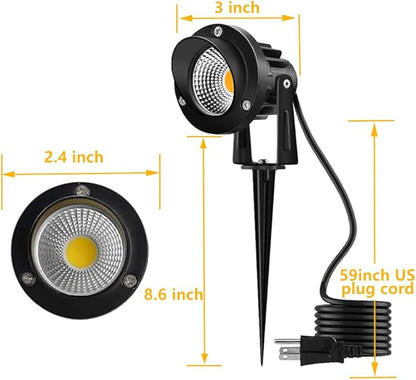 Romwish LED Landscape Spotlight 10W, Outdoor Landscape Lighting 120V Plug-in, 1100LM Waterproof LED Landscape Lights, Landscape Spot Lights for Yard, Garden, Tree, Driveway, 3000K Warm White-6 Pack