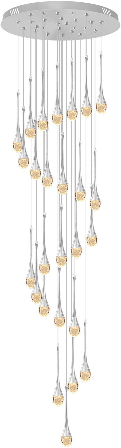 ykolupty 138" Large Crystal Chandelier for High Ceiling Modern K9 Crystal Raindrop Chandeliers Lighting Round Ceiling Light Entryway Staircase Foyer Villa LED Dimmable 2700-6000K