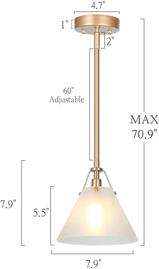 KSANA Gold Pendant Light, Modern Pendant Lights Kitchen Island with Frosted Glass Pendant Hanging Lights for Dining Room, Kitchen, Bedroom, 7.9" W