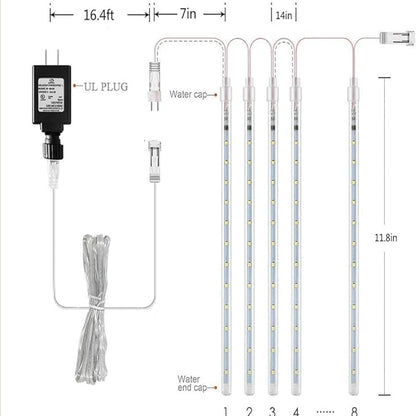 Purtuemy Outdoor Christmas Decorations, 12 inch/ 30 cm Meteor Shower Lights, Icicle Lights for Tree, Xtmas Decorations for Yard House Wedding Party, Blue