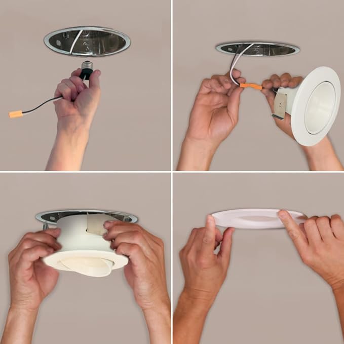 HALO 4 in. Integrated LED Recessed Retrofit Adjustable Downlight Module, 3000K, Warm White, 600 Lumens, 35 Degree Tilt, 360 Degree Rotation LA4069301EWH