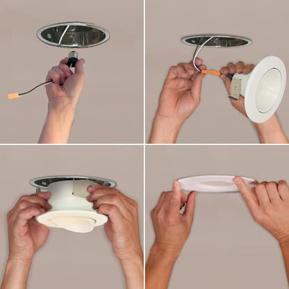 HALO 4 in. Integrated LED Recessed Retrofit Adjustable Downlight Module, 3000K, Warm White, 600 Lumens, 35 Degree Tilt, 360 Degree Rotation LA4069301EWH