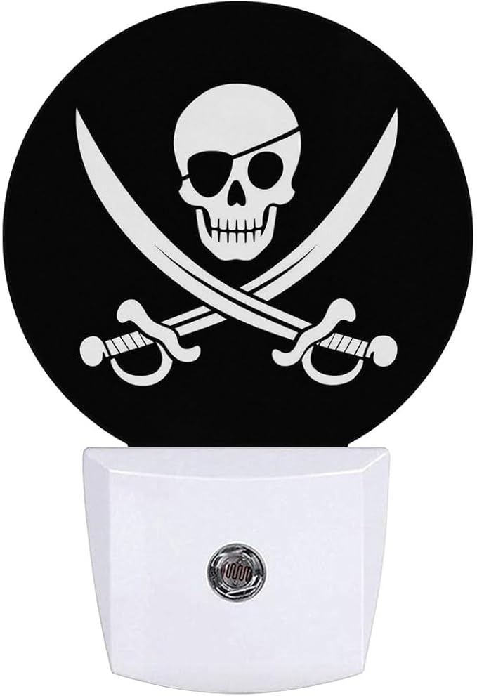 Skull Pirate Night Light Plug-in Sleep Lamp Led Dusk to Dawn Night Light for Bedroom