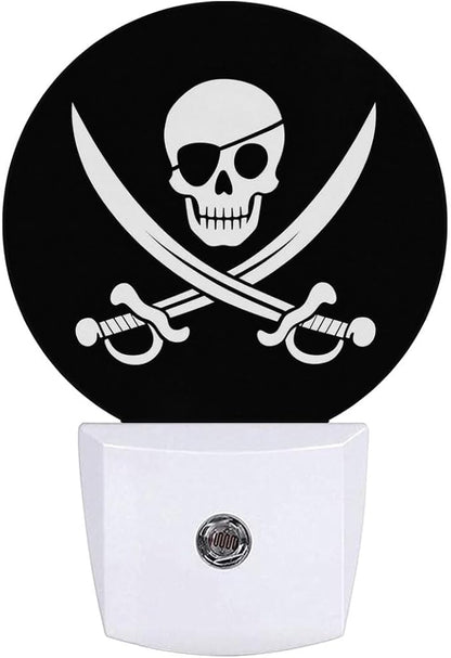 Skull Pirate Night Light Plug-in Sleep Lamp Led Dusk to Dawn Night Light for Bedroom