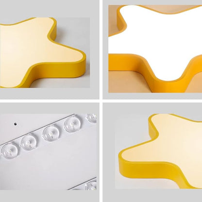 LED Ceiling Light Fixture, Modern Pentagram Recessed Ceiling Lights, 3000K-6000K Dimmable Light, Close to Lighting Flush Mount Living Room Pendant Lamps (Yellow, 16inch)