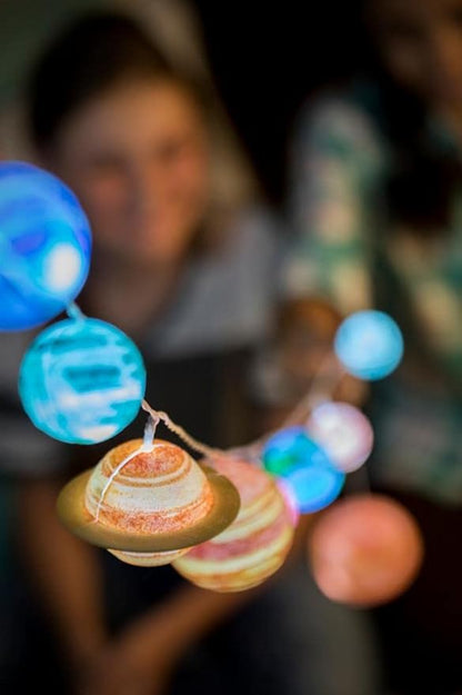 4M: STEAM Powered Kids: Solar System String Lights - Assemble & Paint Your Mini-Planetarium, LED Lights, DIY Outer Space Art & Craft Kit, Kids Ages 5+