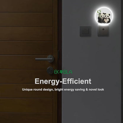 EKOBLA Panda Plug-in Night Light, Cute Panda Bear & Bamboo LED Nightlight with Dusk to Dawn Auto Sensor for Bedroom, Bathroom & Hallway