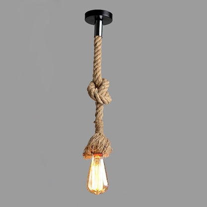 1 Head 1 Meter Vintage Hemp Rope Pendant Light Fixture E26/E27 Base, Vintage Ceiling Light Lamp,Retro Style for Dining Hall Restaurant Bar Lighting,110~130V, (Bulb not Included)