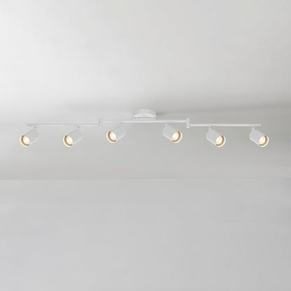 Globe Electric 64000122 47" 6-Light Foldable Track Lighting, Matte White, Cylindrical Shades, Adjustable Pivoting Heads, Modern Ceiling Light Fixture for Kitchen Island, Hallway, or Dining Room
