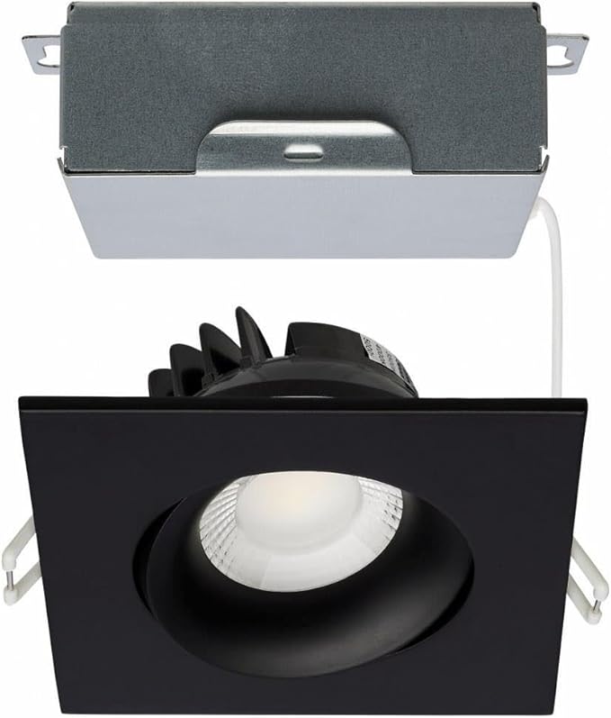 Satco S11628R1 3.5-Inch Low-Profile LED Gimbaled Directional Architectural Downlight, CCT Selectable 2700K/3000K/ 3500K/4000K/5000K, 3.5 Inches, Black