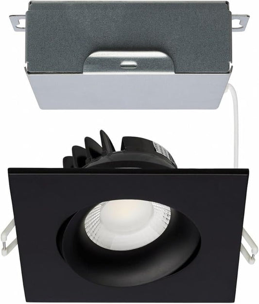 Satco S11628R1 3.5-Inch Low-Profile LED Gimbaled Directional Architectural Downlight, CCT Selectable 2700K/3000K/ 3500K/4000K/5000K, 3.5 Inches, Black