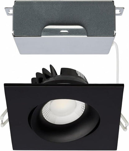 Satco S11628R1 3.5-Inch Low-Profile LED Gimbaled Directional Architectural Downlight, CCT Selectable 2700K/3000K/ 3500K/4000K/5000K, 3.5 Inches, Black