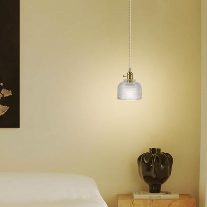 Glass Hanging Lamp Mini Brass Pendant Lights Fixtures 5.7 Inch Vintage Pendant Light Antique Gold Hanging Light for Farmhouse Dining Room Bedroom Hallway Kitchen Island