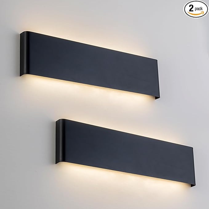 21.65 in LED Bathroom Vanity Light, Modern Black Hardwired Vanity Lights for Bathroom Over Mirror, 24W, 5 CCT Adjustable 3000K-6500K Wall Mounted Bathroom Light Fixture, 2 Pack