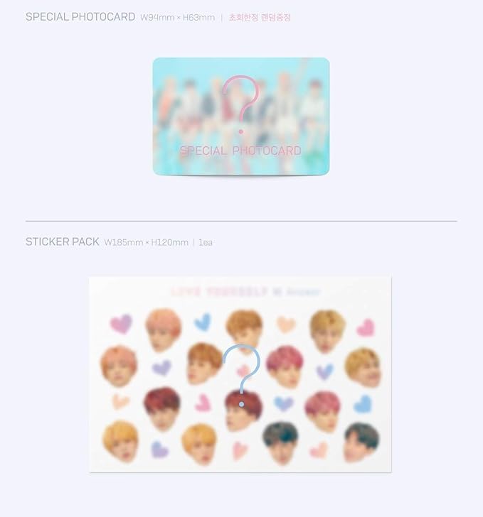 BTS - [Love yourself 結 ‘Answer’] 4th Album 4 VER SET 2CD+116p PhotoBook+20p Mini Book+1p PhotoCard+1p Sticker+extra Photocards Set (4p) K-POP Sealed