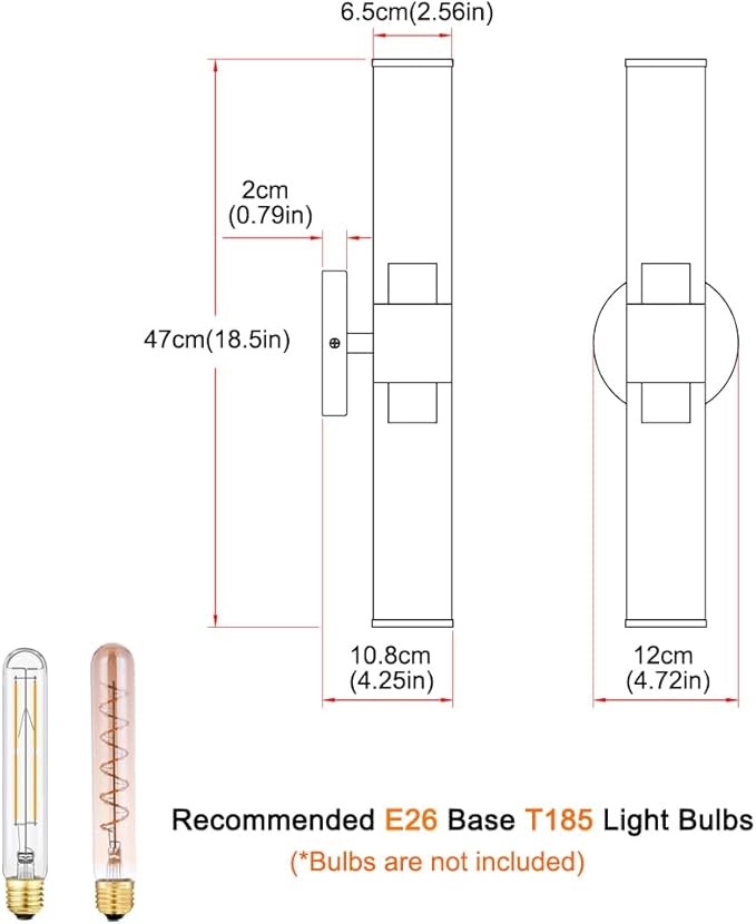 Brushed Gold Wall Sconces Set of 2 (Hardwired Only), Bathroom Vanity Light Fixtures, Modern Cylinder Glass Wall Lights for Mirror 28-40 in Height, NOT Battery Operated, E26 Base (Bulbs Not Included)